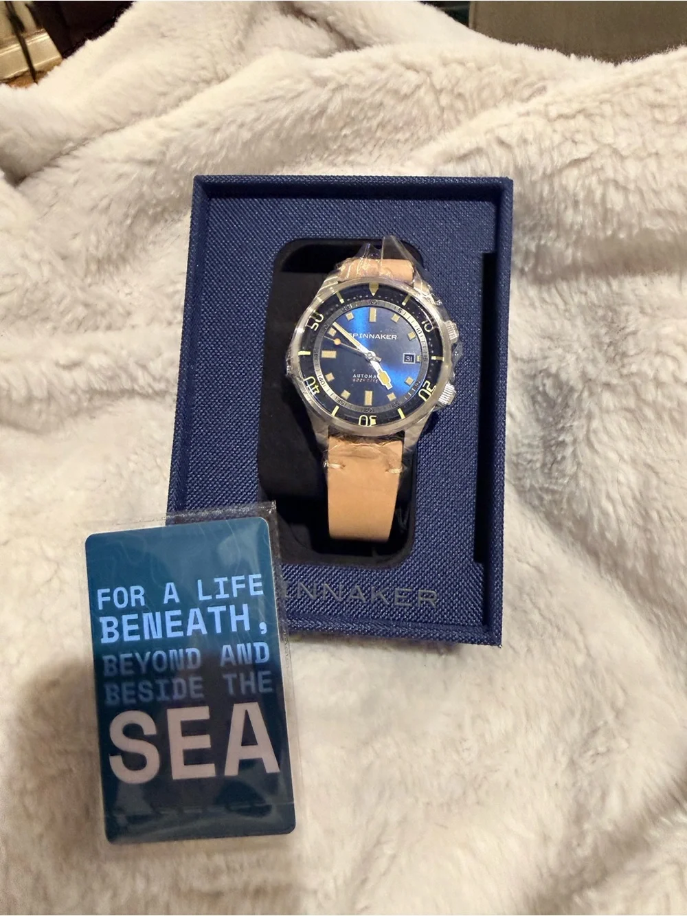 Spinnaker Blue Dial Automatic Watch with Tan Leather Strap Bradner Automatic